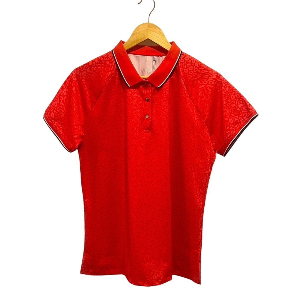 Nivo‎ Serena Polo Women XL Geranium Red New Animal Print Golf Performance Shirt